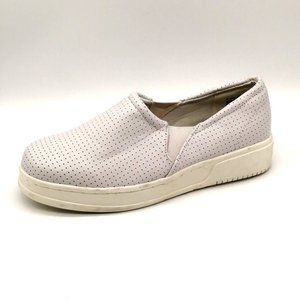 Bella Vita Womens Sneaker White Leather Loafer Perforated Elastic Wedge 6.5 Wide